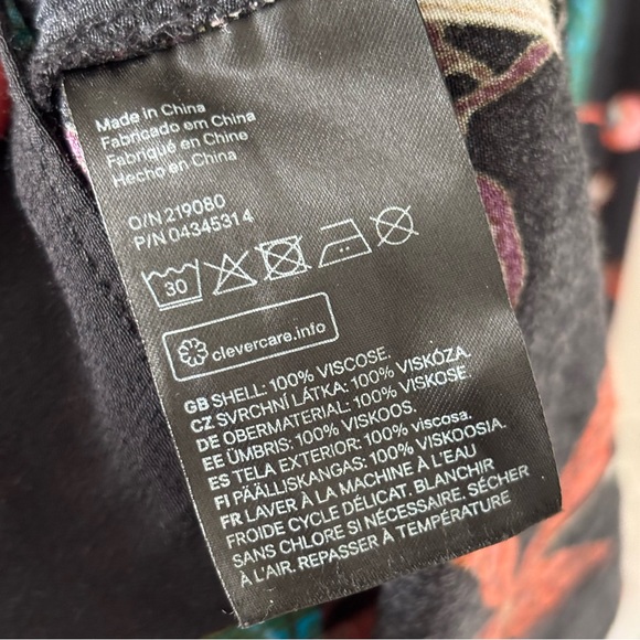 H&M Floral Sheath Dress with Mandarin Collar and Long Flutter Sleeves Size 4 - Picture 13 of 14